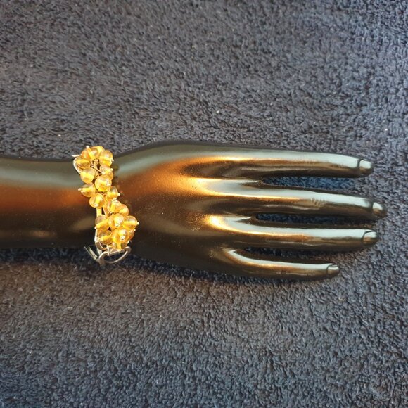 One-of-a-Kind Vintage Genuine Yellow Amber 925 Sterling Silver Cuff Bracelet - Picture 10 of 14
